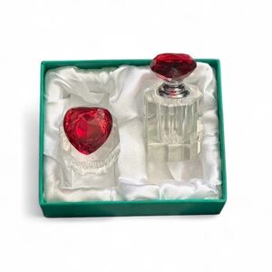 Simon Designs Hand Sculpted Crystal Heart Perfume Bottle Set